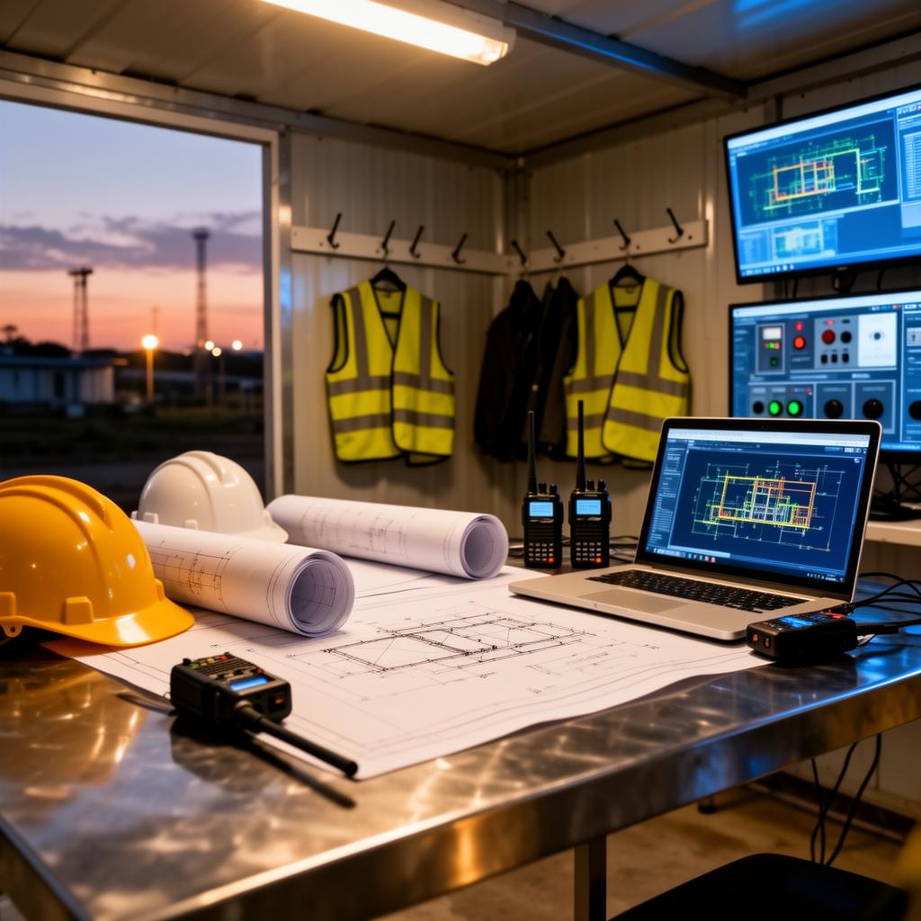 Gamji Marine engineers reviewing project plans on site